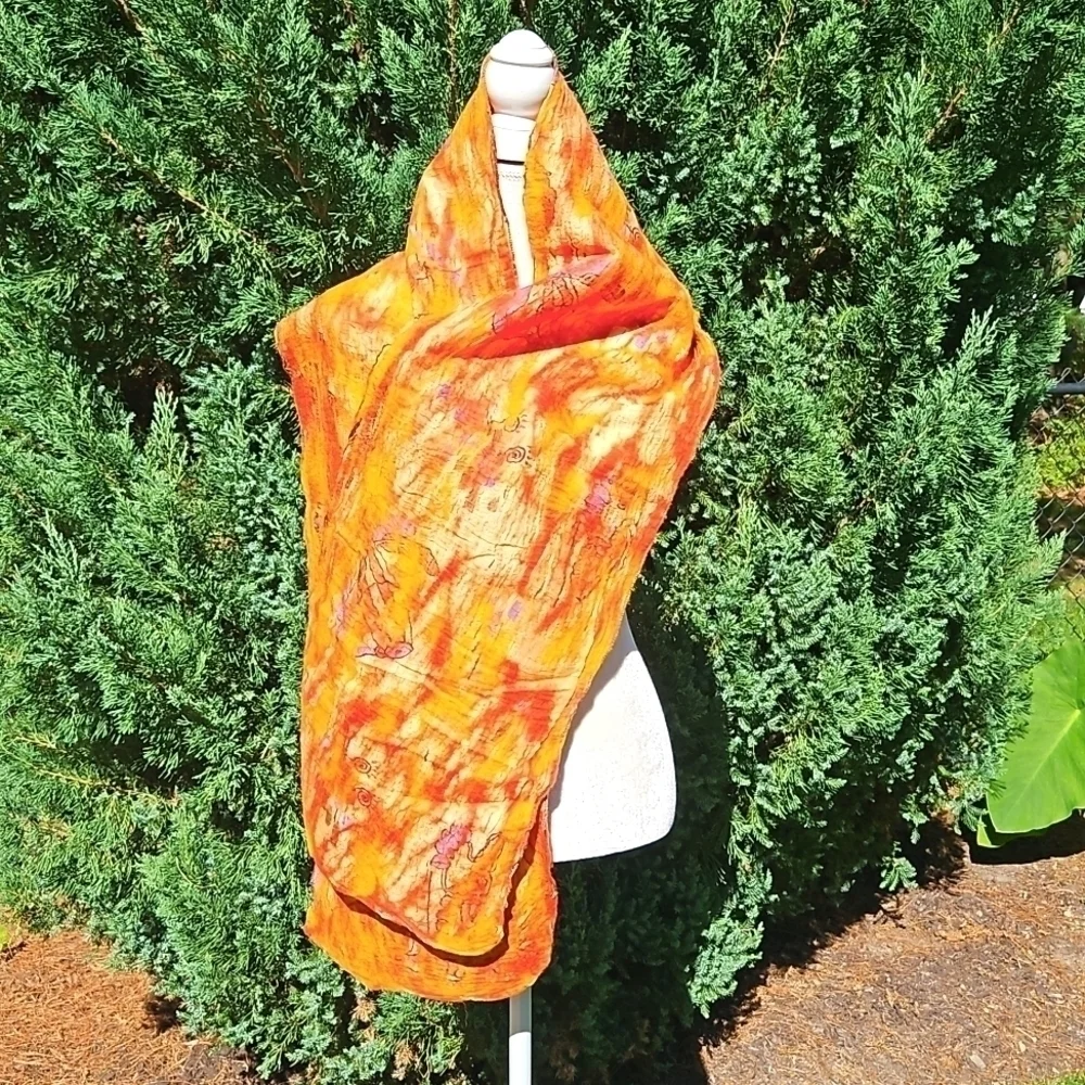 Scarf Handcrafted Wool and Silk New 71x13